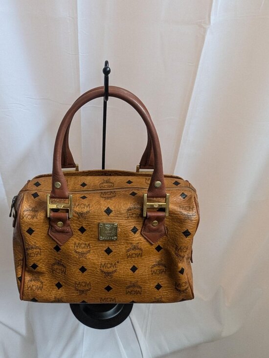 MCM Handbags - MCM Tan Visetos Boston 11" Bag No Strap